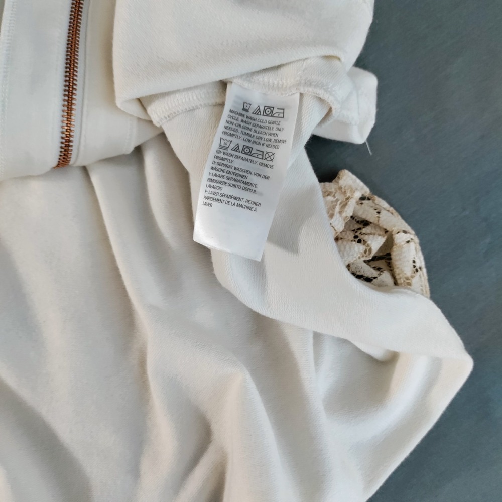 LOGO Lounge Ivory Full Zip Cardigan Jacket Lace Back Women 2X Cottage Core Lagun - Picture 10 of 15